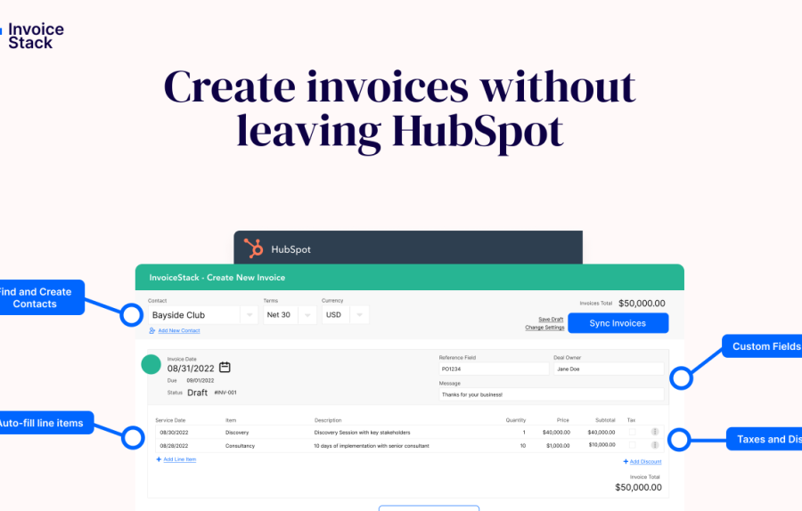 Create invoices without leaving HubSpot