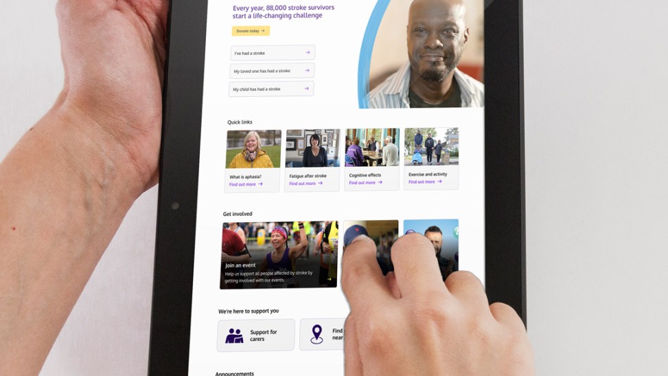 Stroke Association tablet view